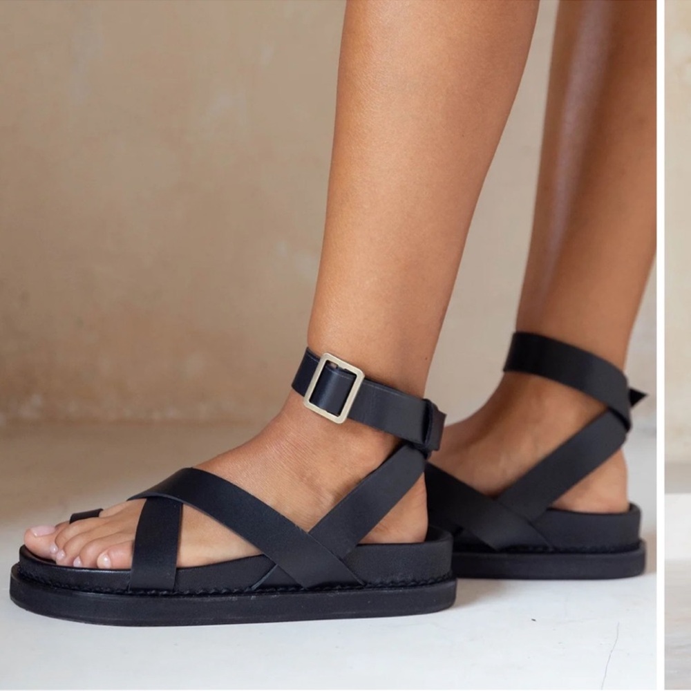 Liberté Bronte Sandal - Black Leather Size 38